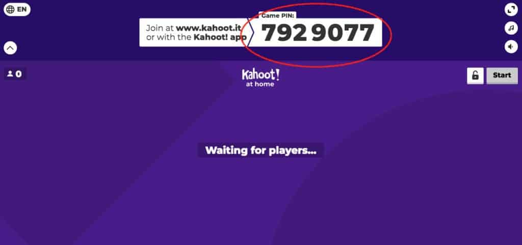 Kahoot game pin for virtual Harry Potter party